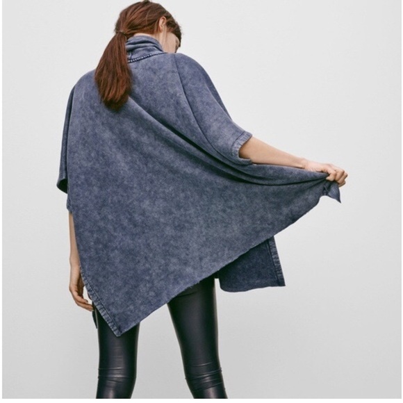 NEW RARE Aritzia Wilfred Oversized XS Berenson Poncho/Cape In Washed Blue - Picture 7 of 15
